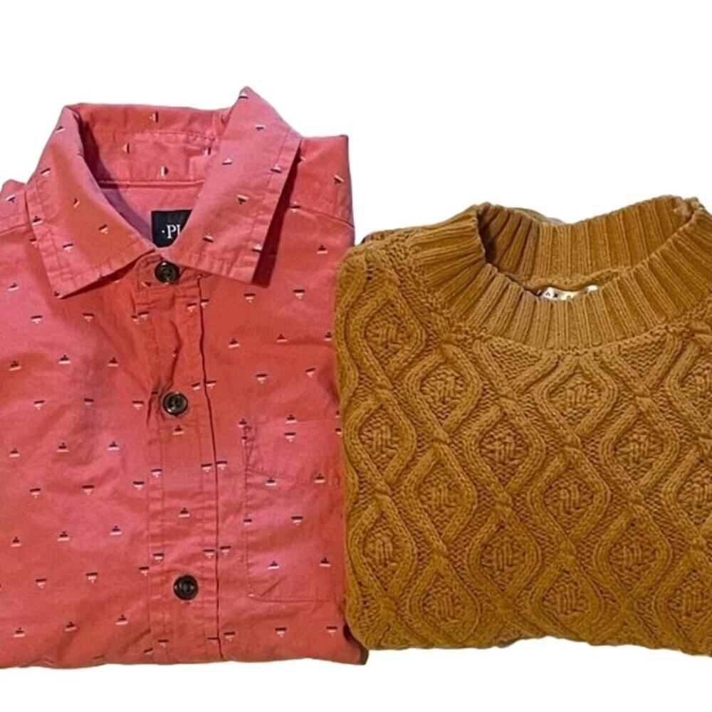 Outfit Bundle -  5T Max Studio Baby Mustard Yellow Sweater & Place Button Down